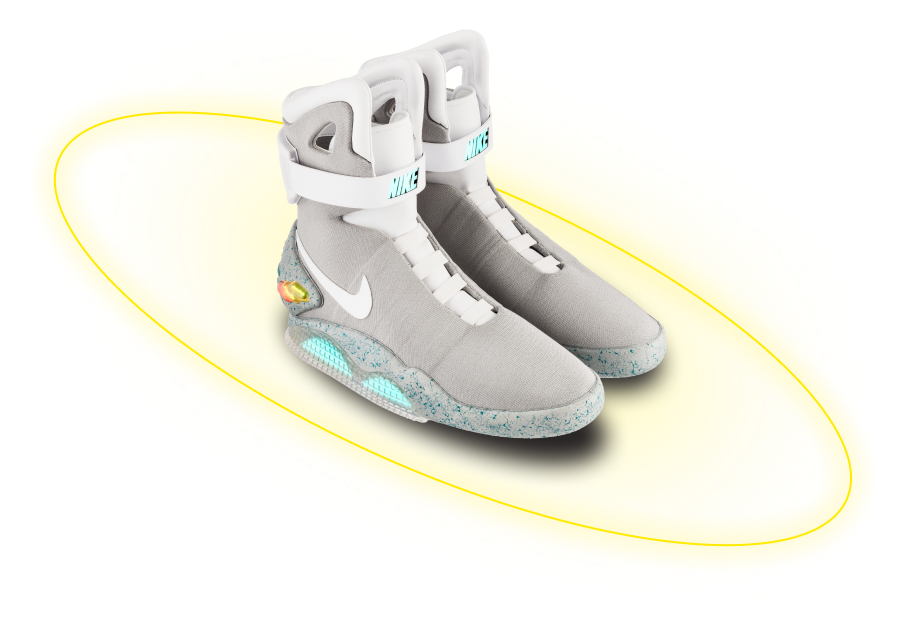 Кроссовки Nike Air Mag на жёлтом неоновом свечении