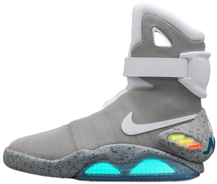 Кроссовок Nike Air Mag, вид сбоку, с подсветкой в подошве