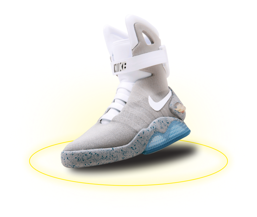 Кроссовок Nike Air Mag на жёлтом неоновом свечении